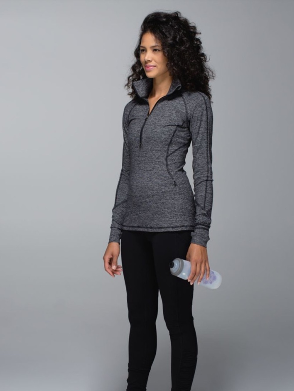 Lululemon Race Your Pace 1/2 Zip Wee Stripe Black Heathered Black Size 8